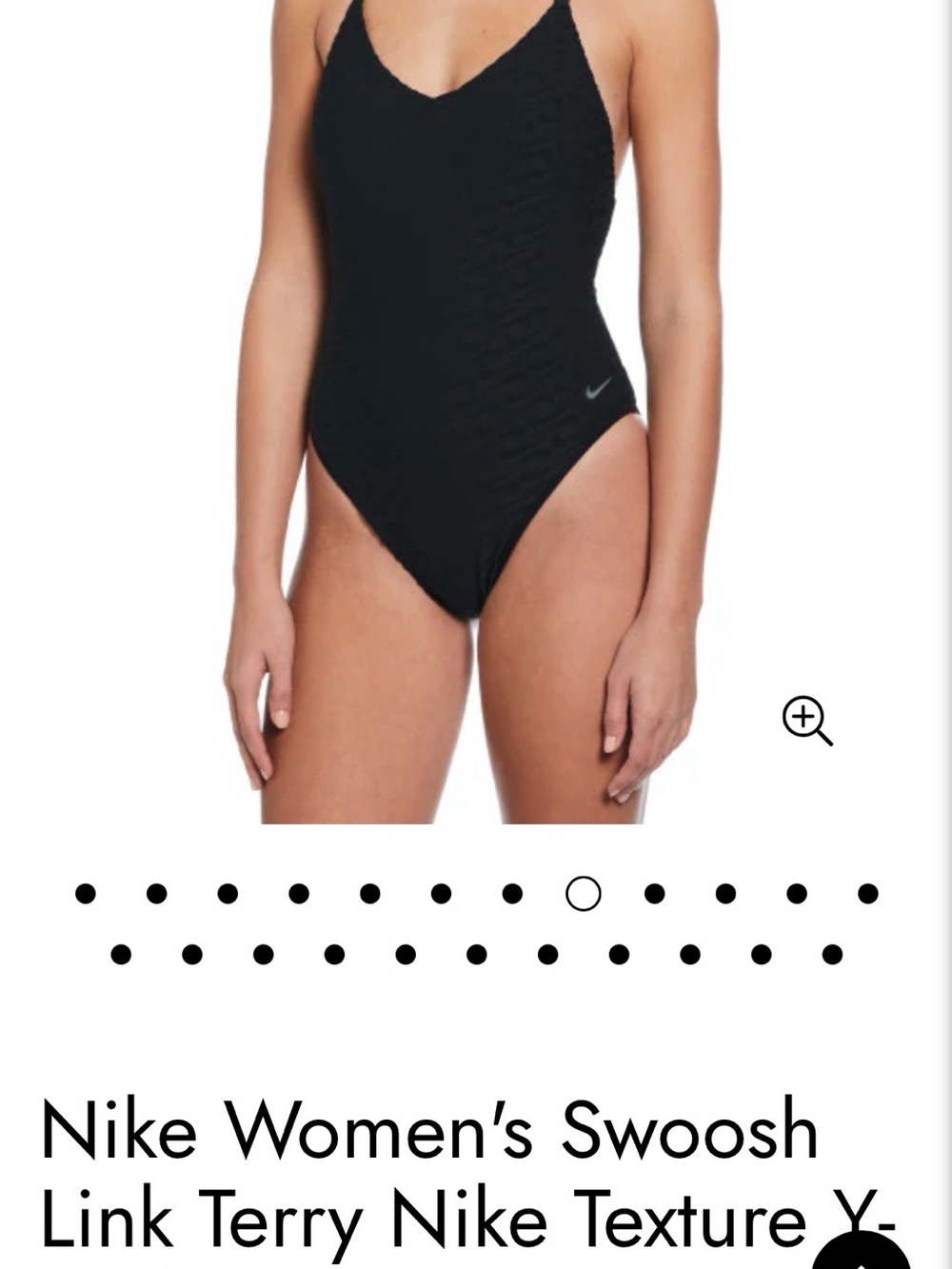 Nike Black Textured V-Neck One-Piece Swimsuit with Swoosh